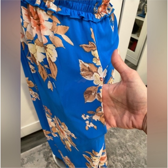 Maxi Dress Floral Print Mimi Chica Blue Short Sleeve Sz Medium NWOT - Picture 4 of 5